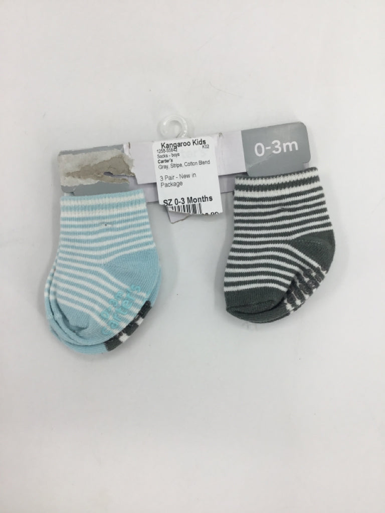 Carter's Child Size 0-3 Months Gray Stripe Socks - boys