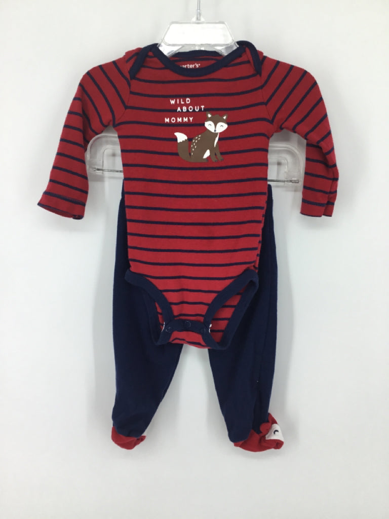 C & L Child Size 6 Months Red Stripe Outfit - boys