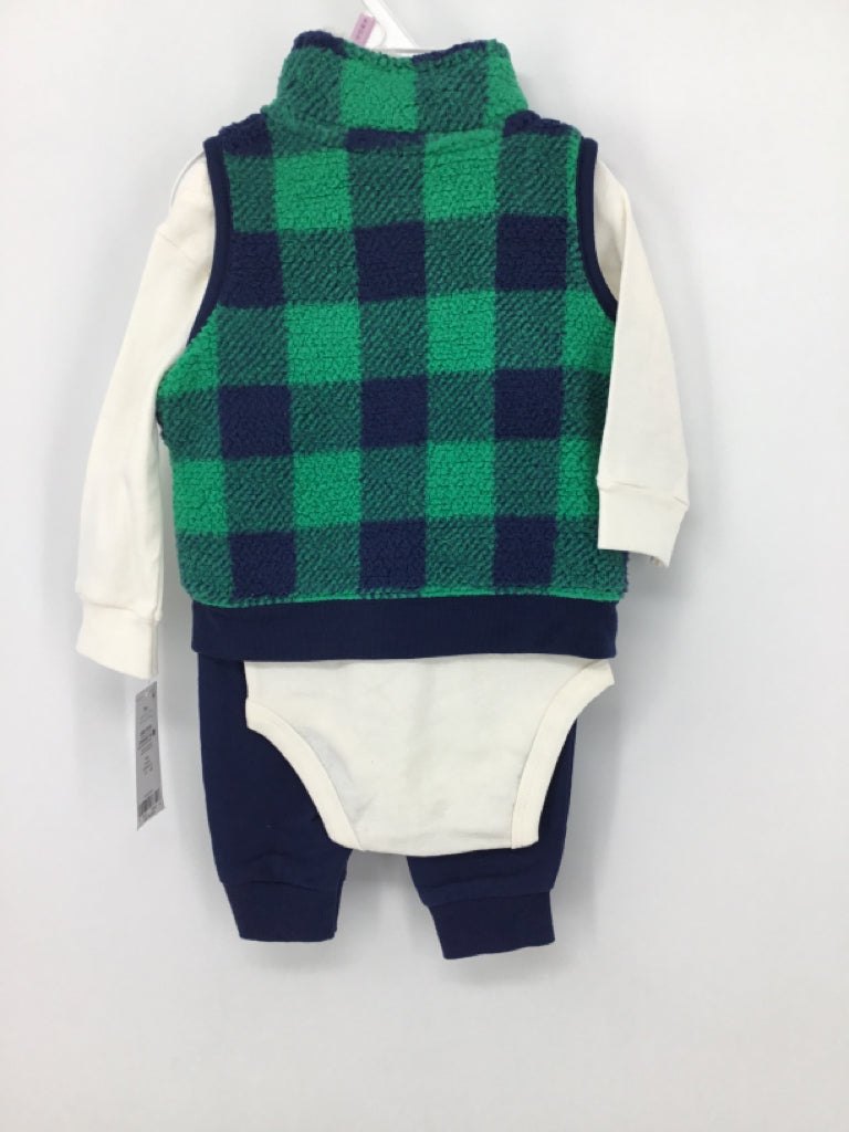 Carter's Child Size 9 Months Blue Checkered Outfit - boys