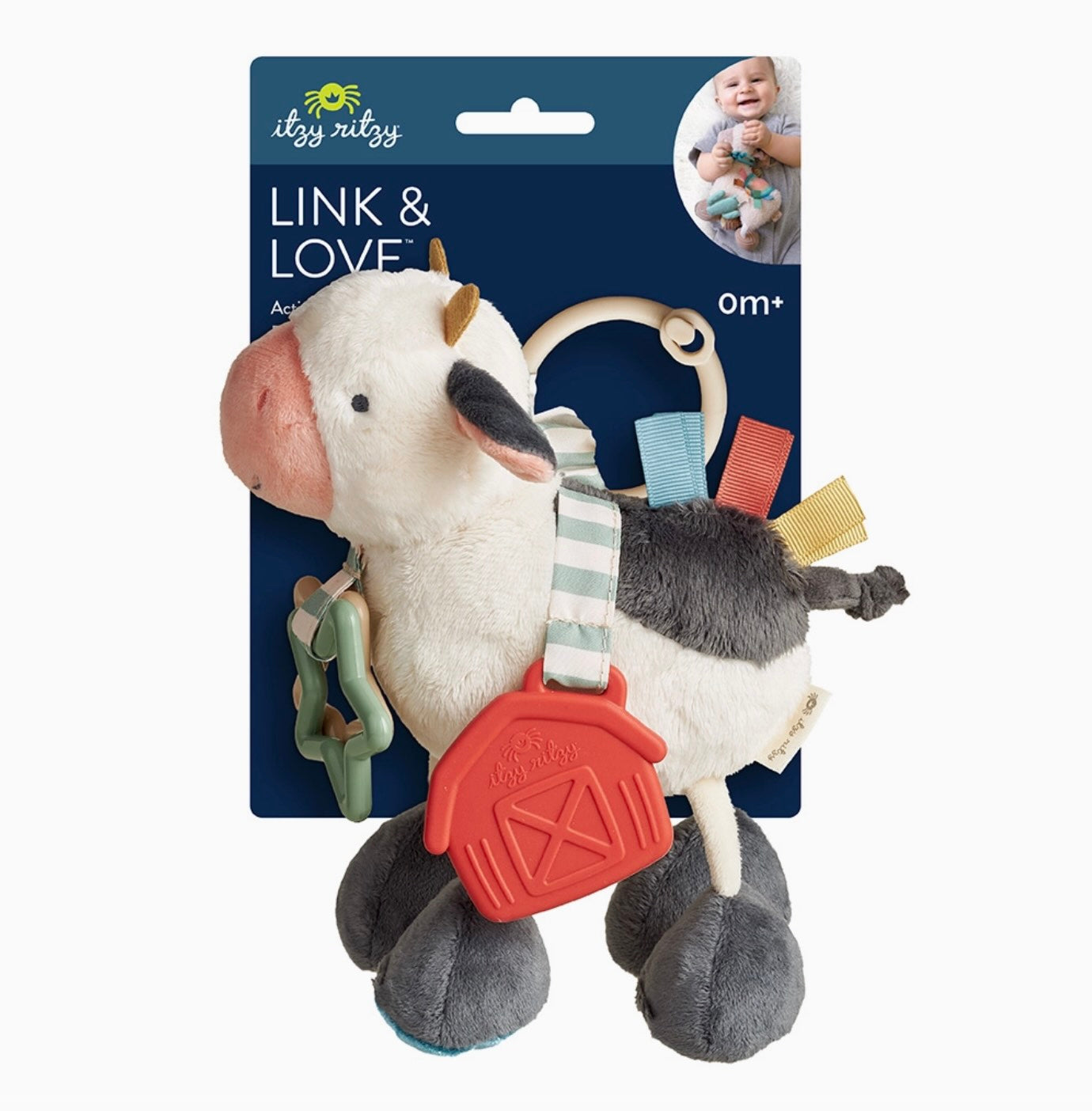Itzy Ritzy - Link & Love Activity Plush with Teether Toy (Cow)