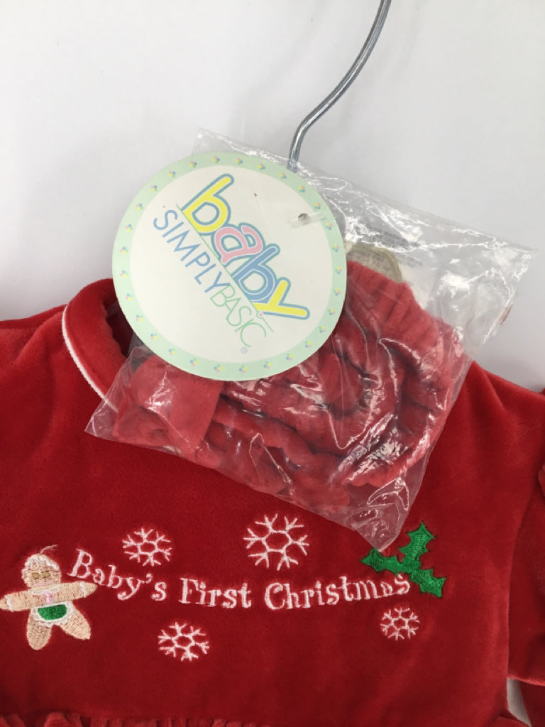 Simply Basic Child Size 0-3 Months Red Christmas Outfit