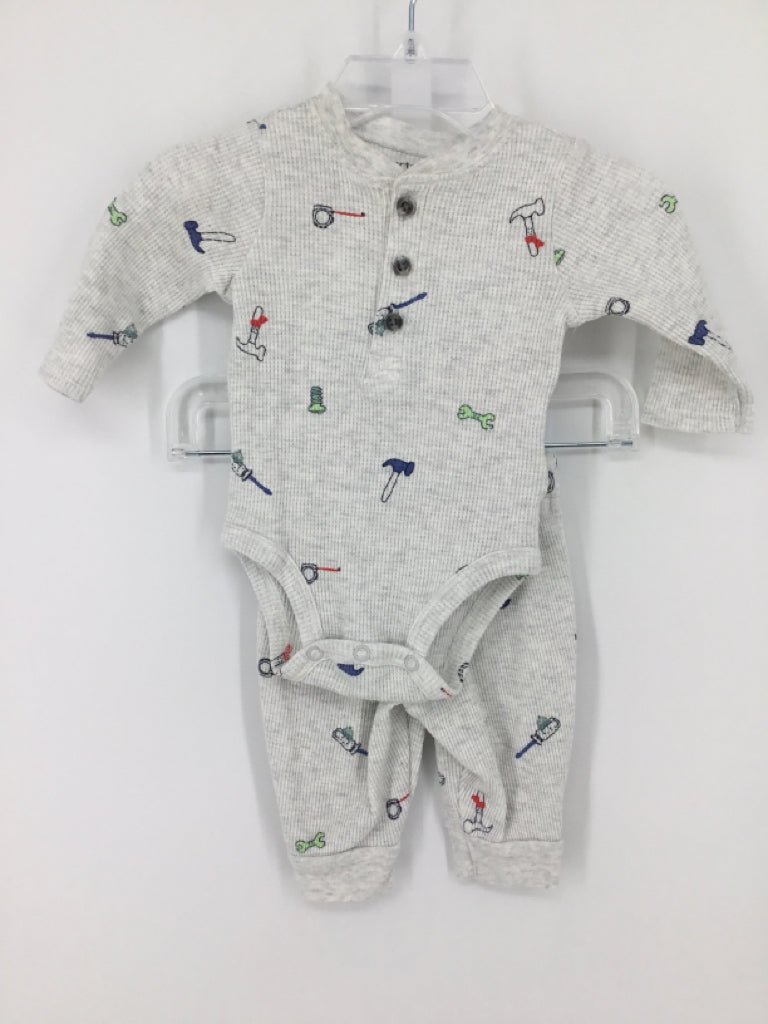 Carter's Child Size 3 Months Gray Print Outfit - boys