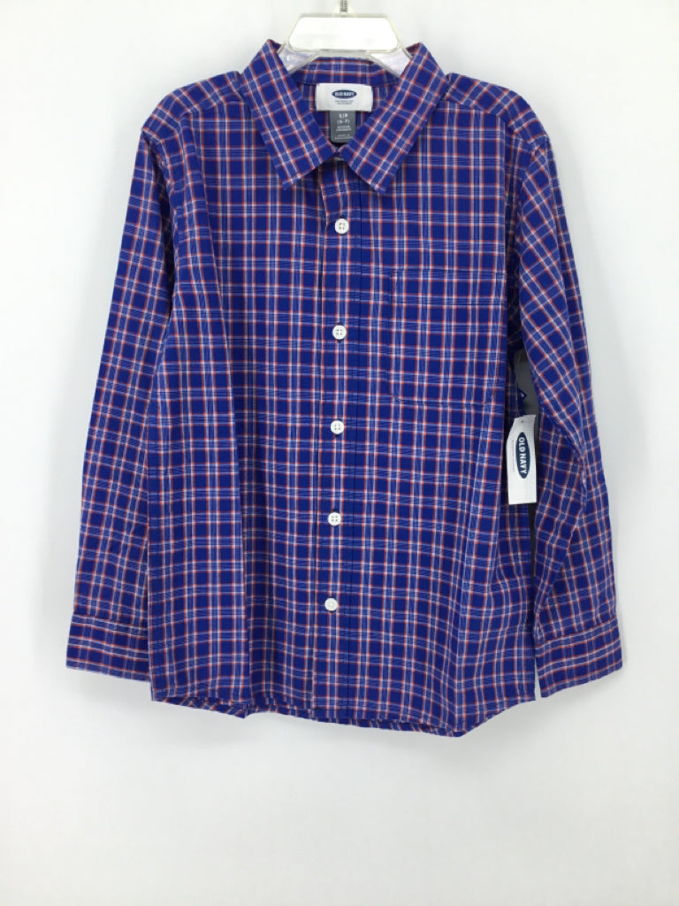 Old Navy Child Size 6 Blue Plaid Shirt - boys