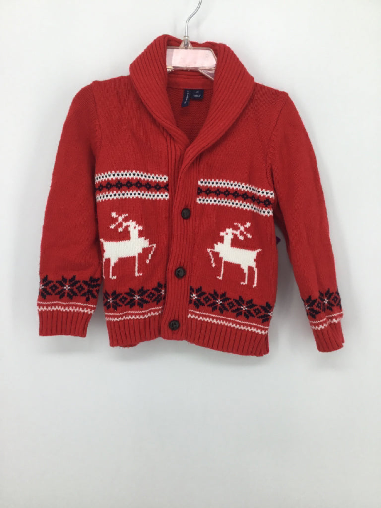 Janie and Jack Child Size 2 Red Print Sweater - boys