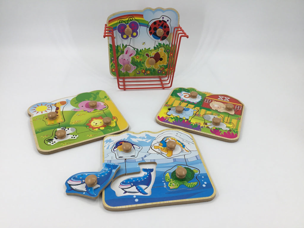 Set of 4 Knob Puzzles & Rack