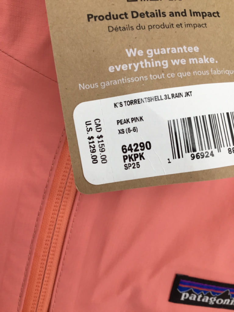 Patagonia Child Size 5 Pink Raincoat - girls