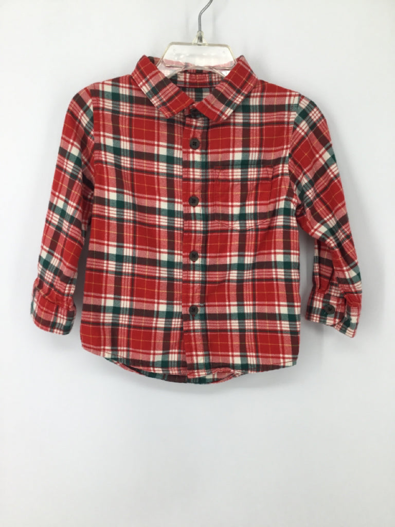 Cat & Jack Child Size 18 Months Red Plaid Shirt - boys