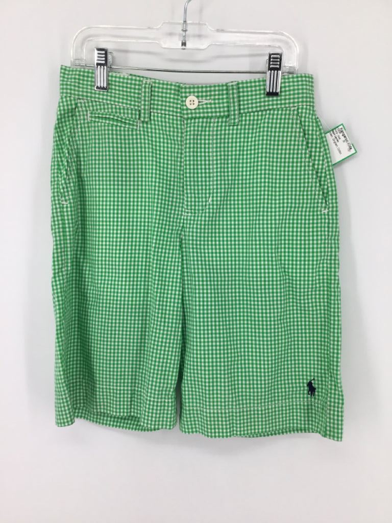 Ralph Lauren Child Size 8 Green Gingham Shorts - boys