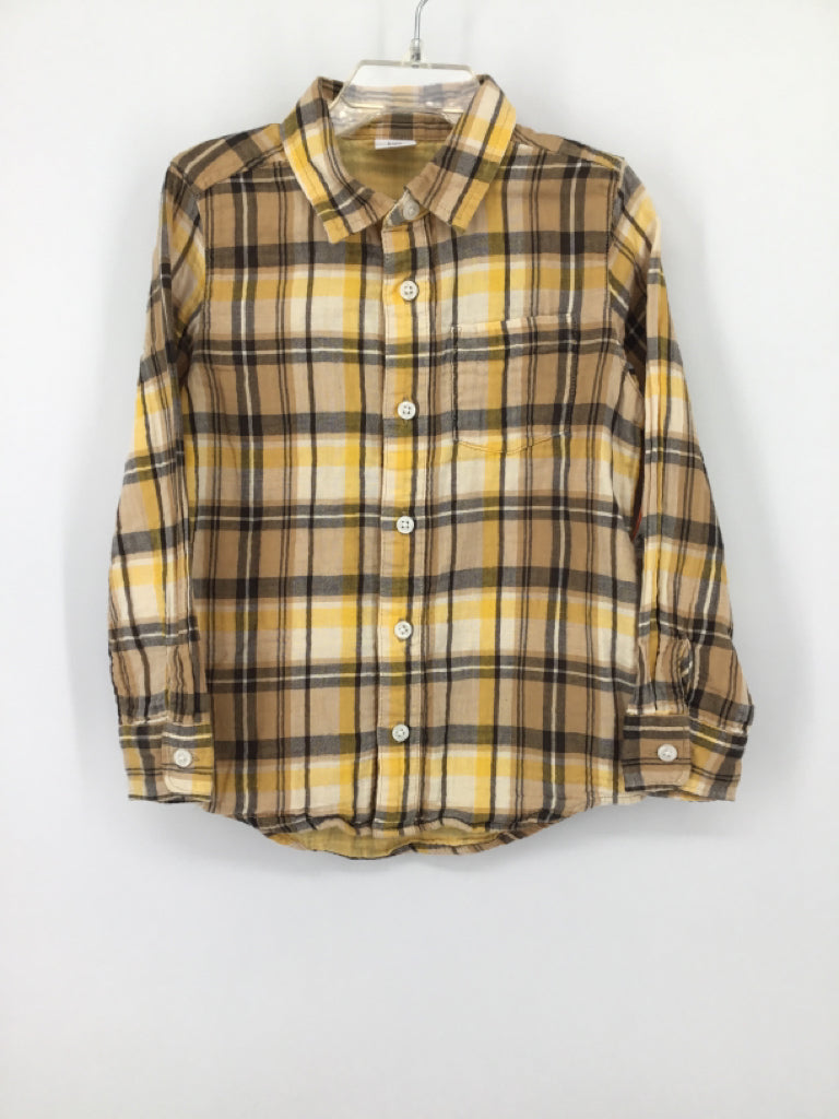 Baby Gap Child Size 5 Yellow Plaid Shirt - boys