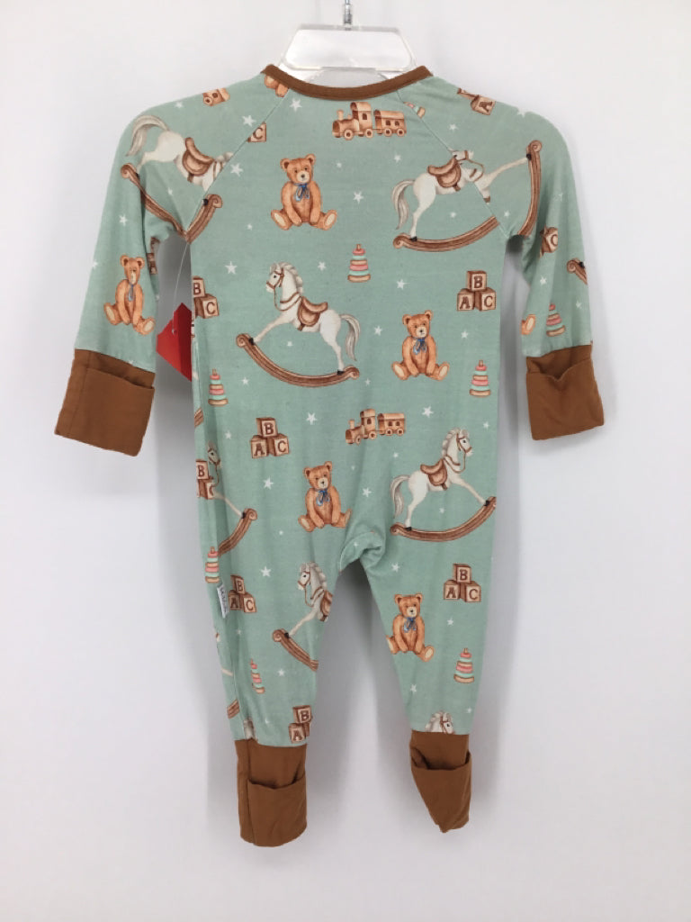 Mighty Mave Apparrel Child Size 0-3 Months Brown Print Pajamas - boys