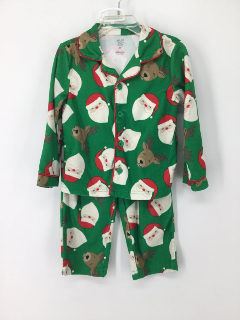 Just One You Made by Carters Child Size 3 Green Christmas Pajamas