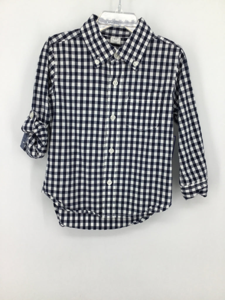Baby Gap Child Size 3 Navy Gingham Shirt - boys