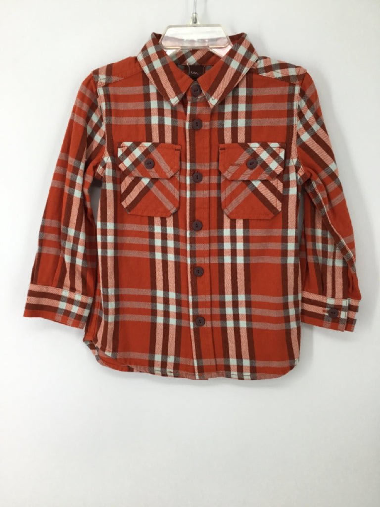 Tea Child Size 2 Orange Plaid Shirt - boys