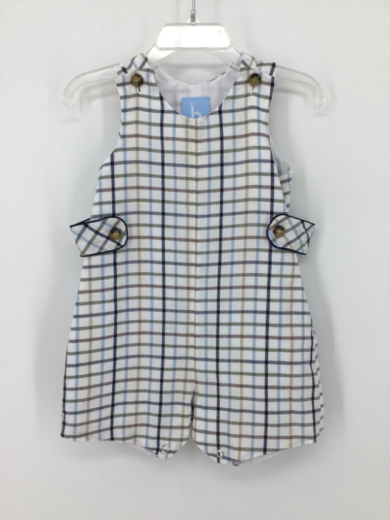 b Bella Bliss Child Size 9 Months White Checkered Outfit - boys