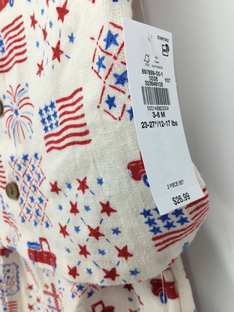 Old Navy Child Size 3-6 Months White Stars & Stripes Outfit