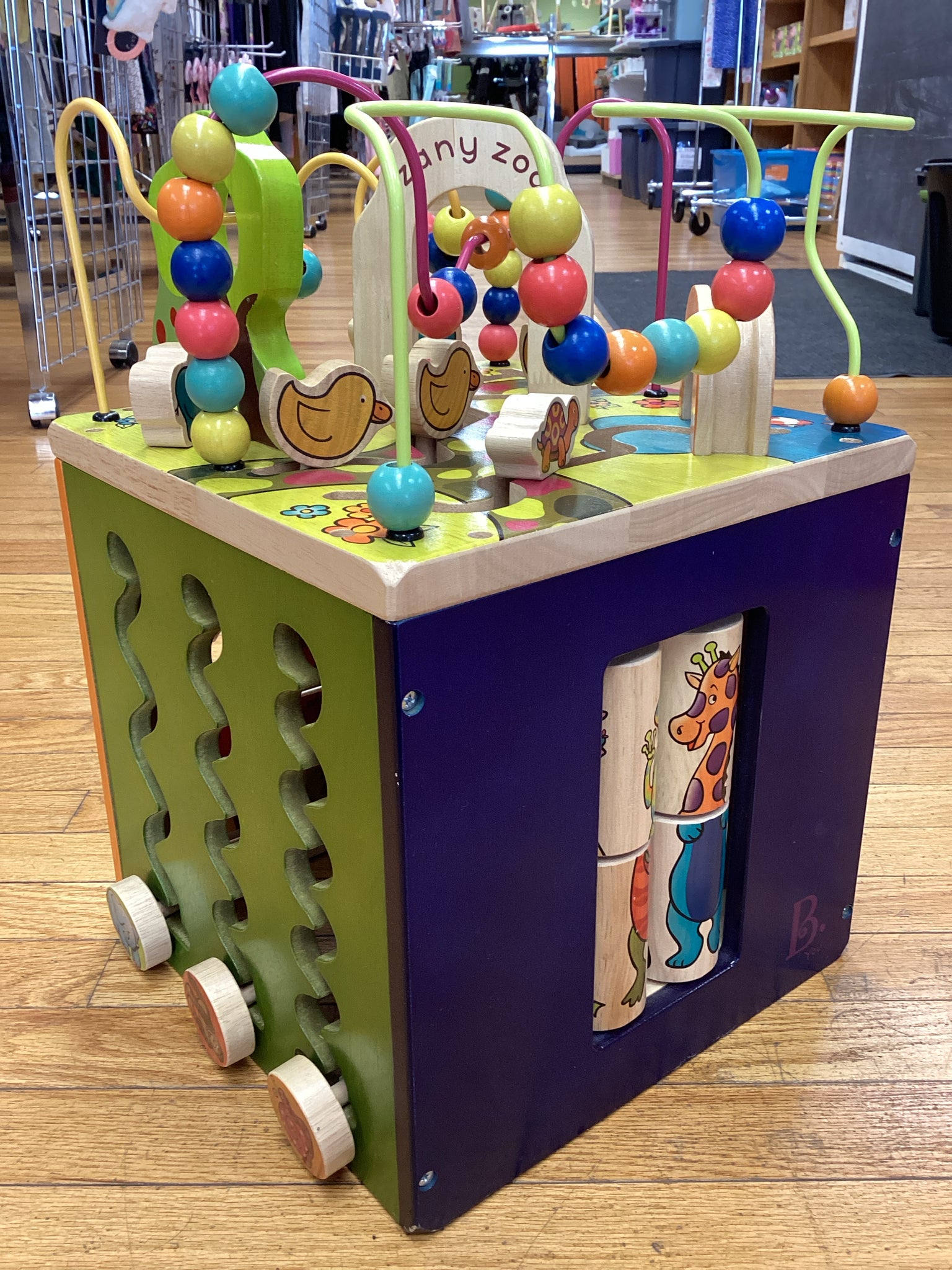 B. toys Wooden Activity Cube - Zany Zoo