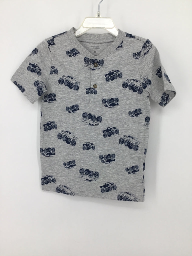 Simple Joys made by Carters Child Size 4 Gray Print T-shirt - boys