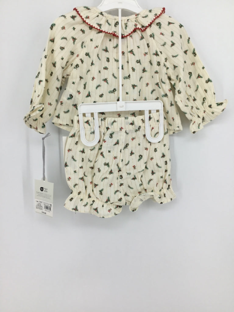 cloud island Child Size 0-3 Months Cream Christmas Pajamas