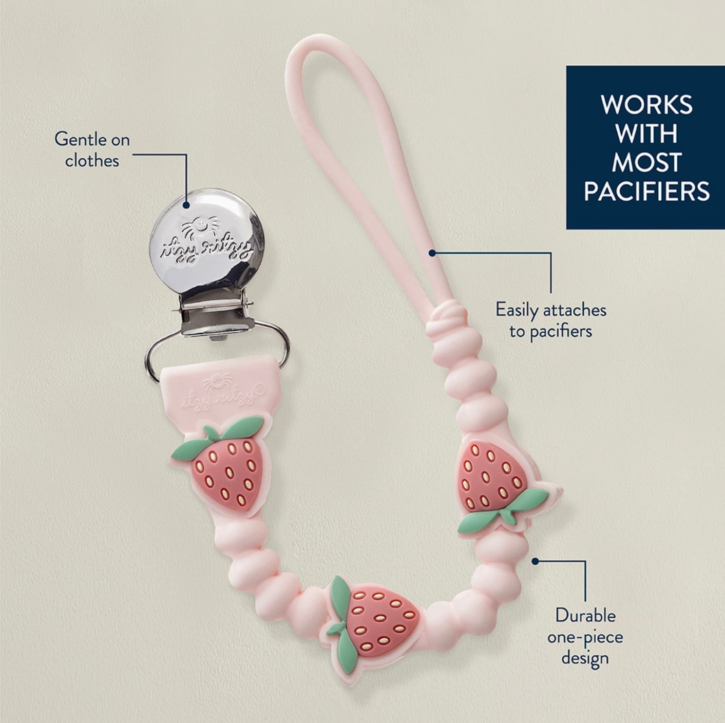 Itzy Ritzy - Silicone Sweetie Strap Plus (Strawberry)