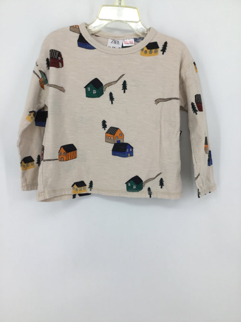 Zara Child Size 2 Cream Print T-shirt - boys