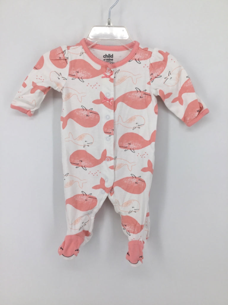 Child of Mine Child Size 0-3 Months Pink Sleepers