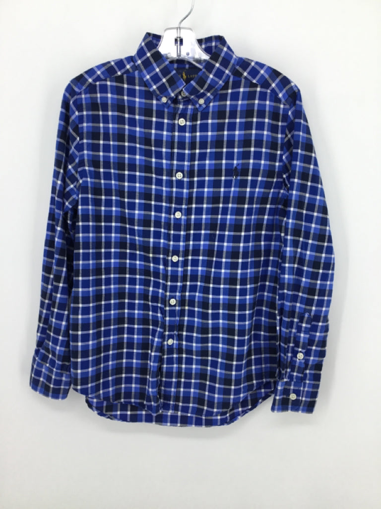 Ralph Lauren Child Size 10 Blue Checkered Shirt - boys