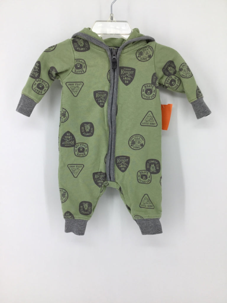 Carter's Child Size 3 Months Green Print Outfit - boys