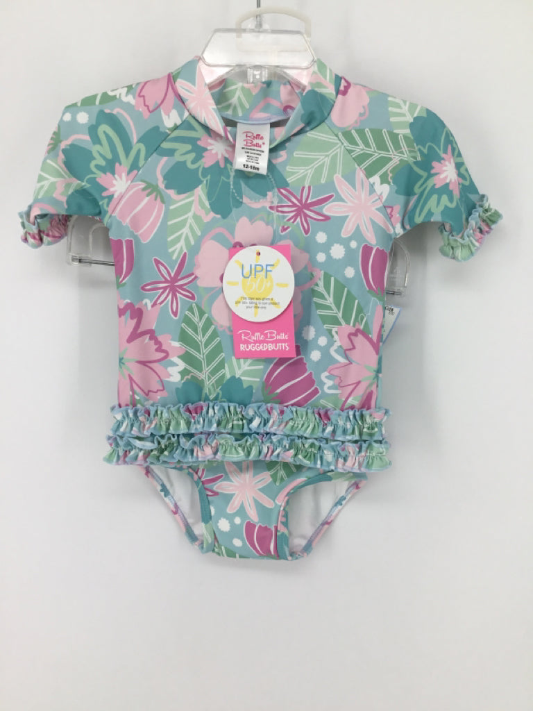 Ruffle Butts Child Size 12-18 Months Blue Swimwear - girls