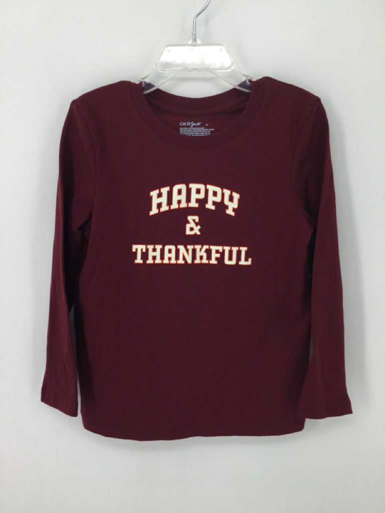 Cat & Jack Child Size 5 Burgundy Thanksgiving T-Shirt