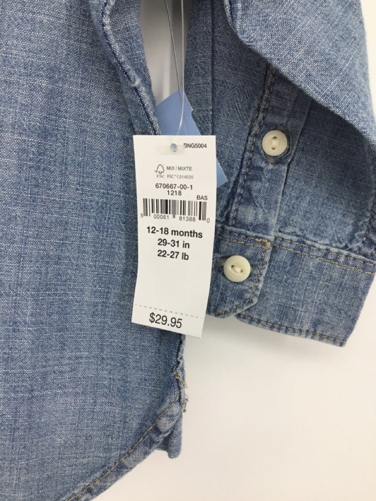 Baby Gap Child Size 12-18 Months Blue Solid Shirt - boys