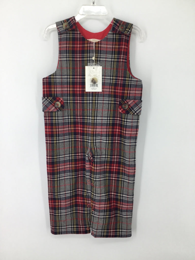 The Beaufort Bonnet Co Child Size 12-18 Months Gray Plaid Outfit - boys