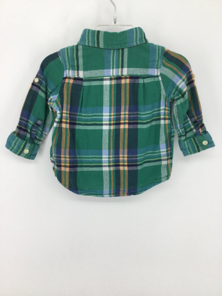 Baby Gap Child Size 6-12 Months Green Plaid Shirt - boys