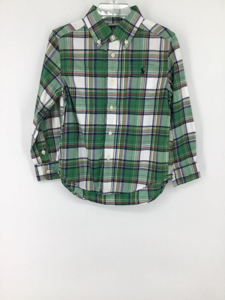 Ralph Lauren Child Size 4 Green Plaid Shirt - boys