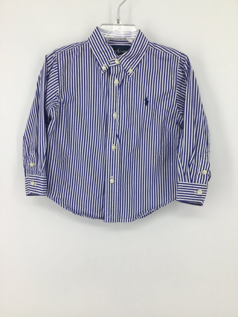 Ralph Lauren Child Size 24 Months Blue Stripe Shirt - boys