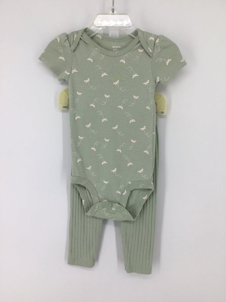 Carter's Child Size 12 Months Green Outfit - girls
