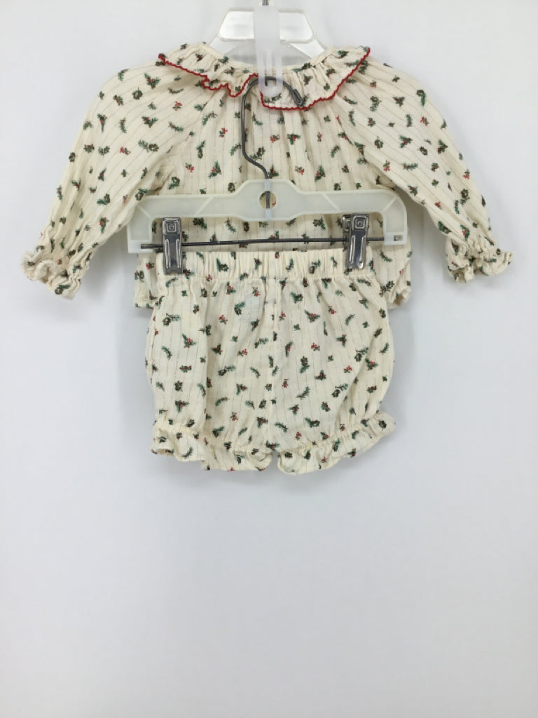 cloud island Child Size 0-3 Months Cream Christmas Pajamas