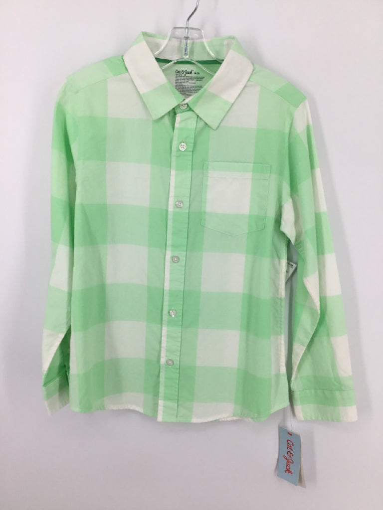 Cat & Jack Child Size 8 Green Gingham Shirt - boys