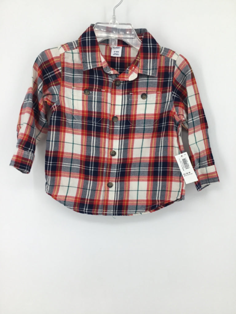 Old Navy Child Size 12-18 Months Red Plaid Shirt - boys