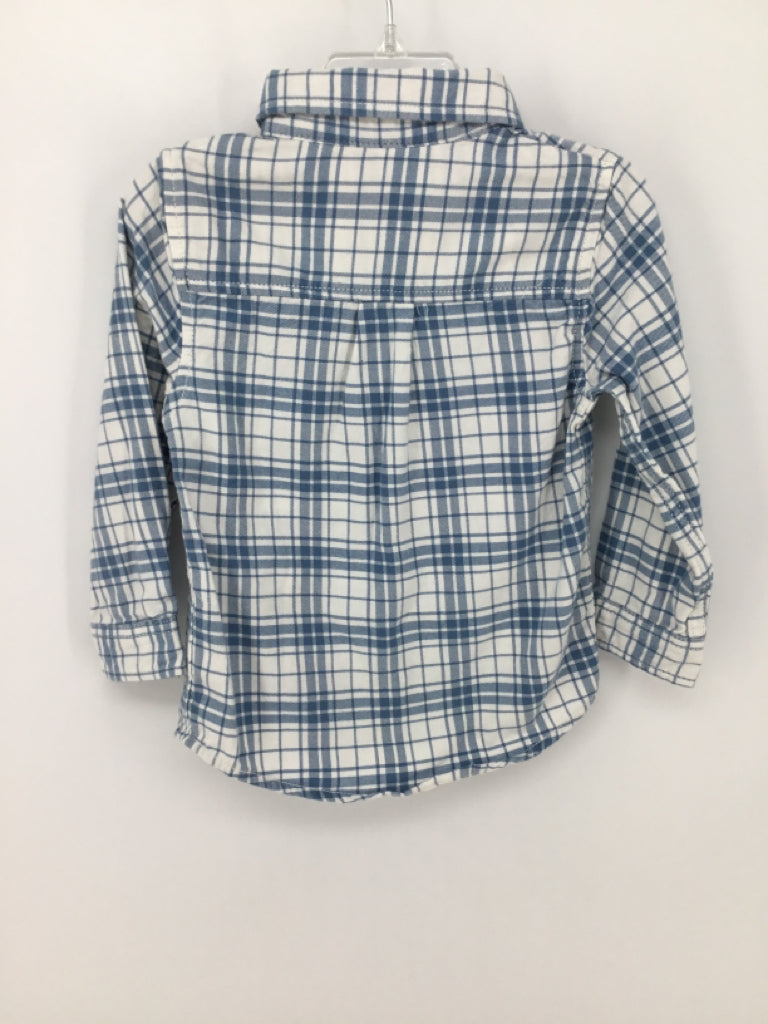 Cat & Jack Child Size 2 Blue Plaid Shirt - boys