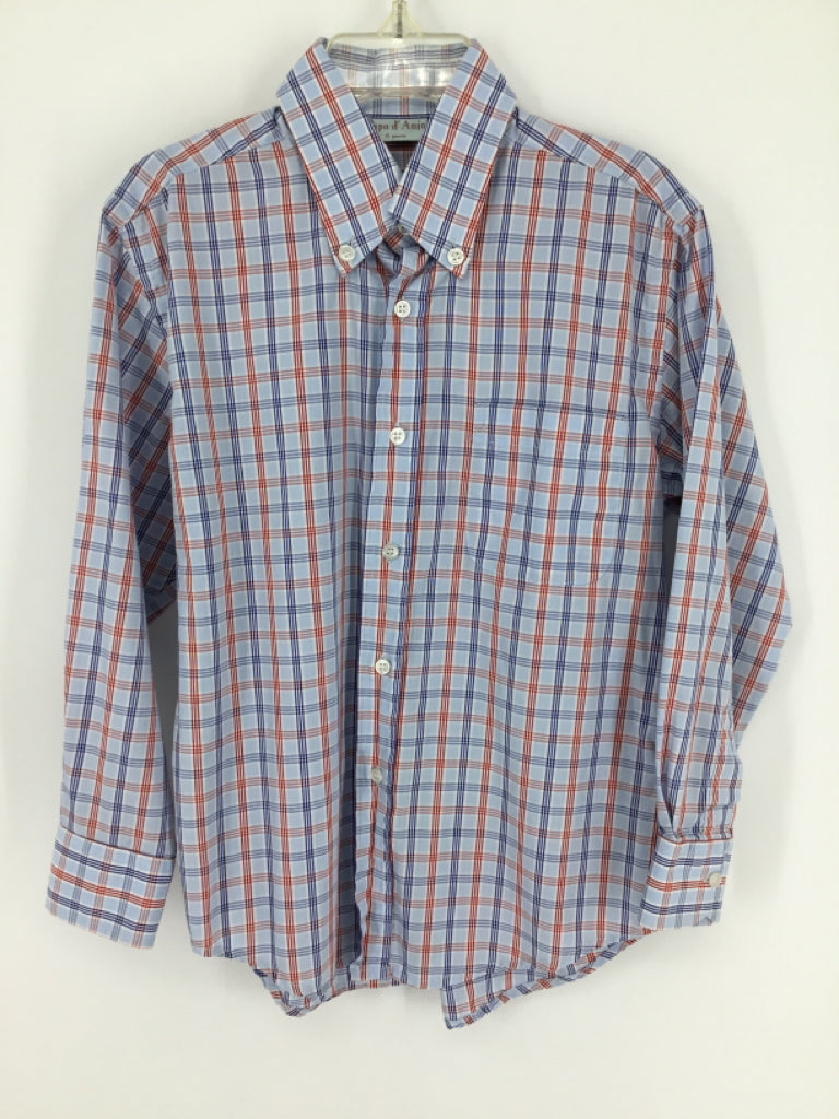Papo d' Anjo Child Size 6 Blue Checkered Shirt - boys