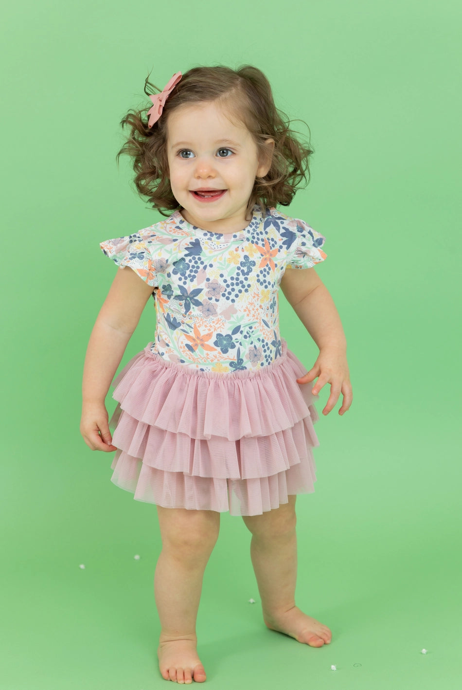 Bird & Bean Bamboo Tulle Skirted Bodysuit - Meadow