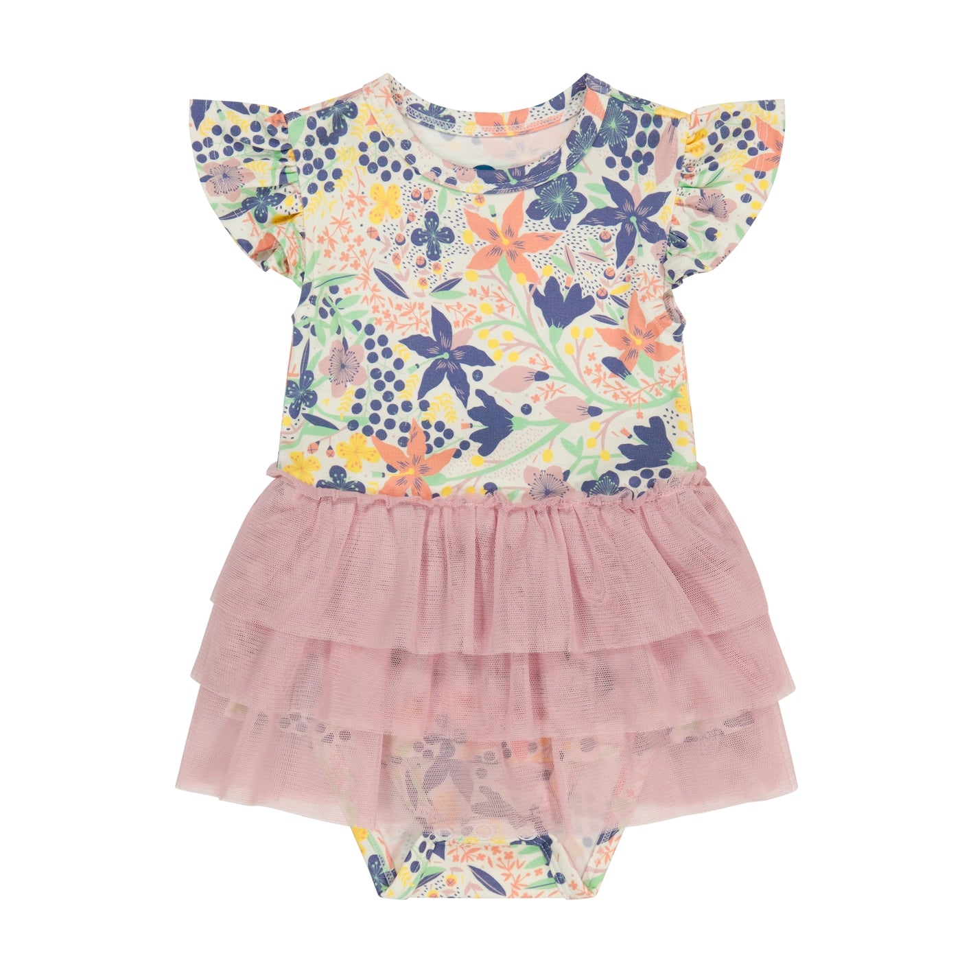 Bird & Bean Bamboo Tulle Skirted Bodysuit - Meadow