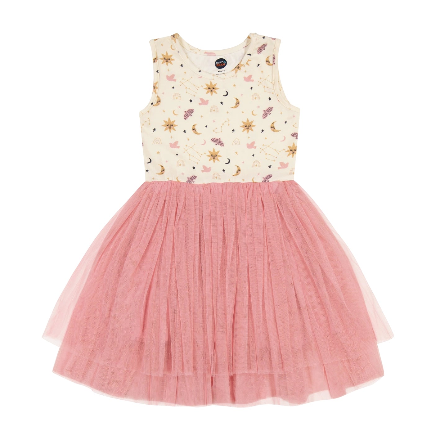 Bird & Bean Bamboo Tulle Dress - Sun Moon Stars