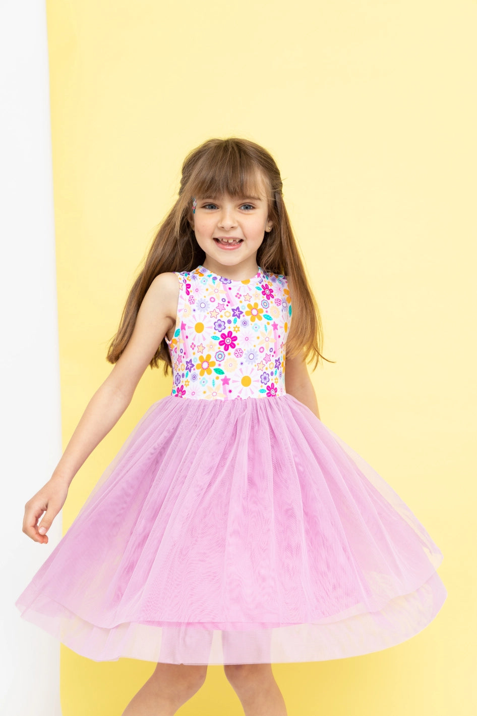 Bird & Bean Bamboo Tulle Dress - Flower Power