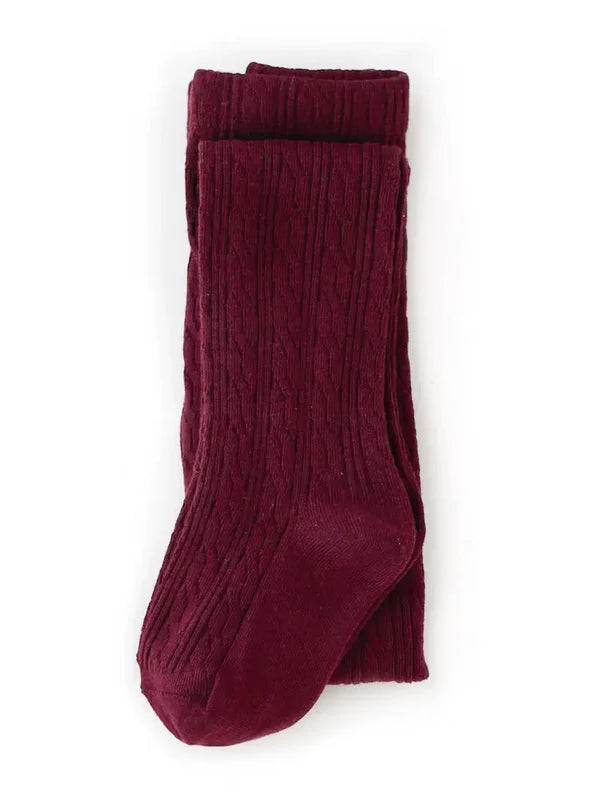 The Little Stocking Co -Cable Knit Tights - Wine