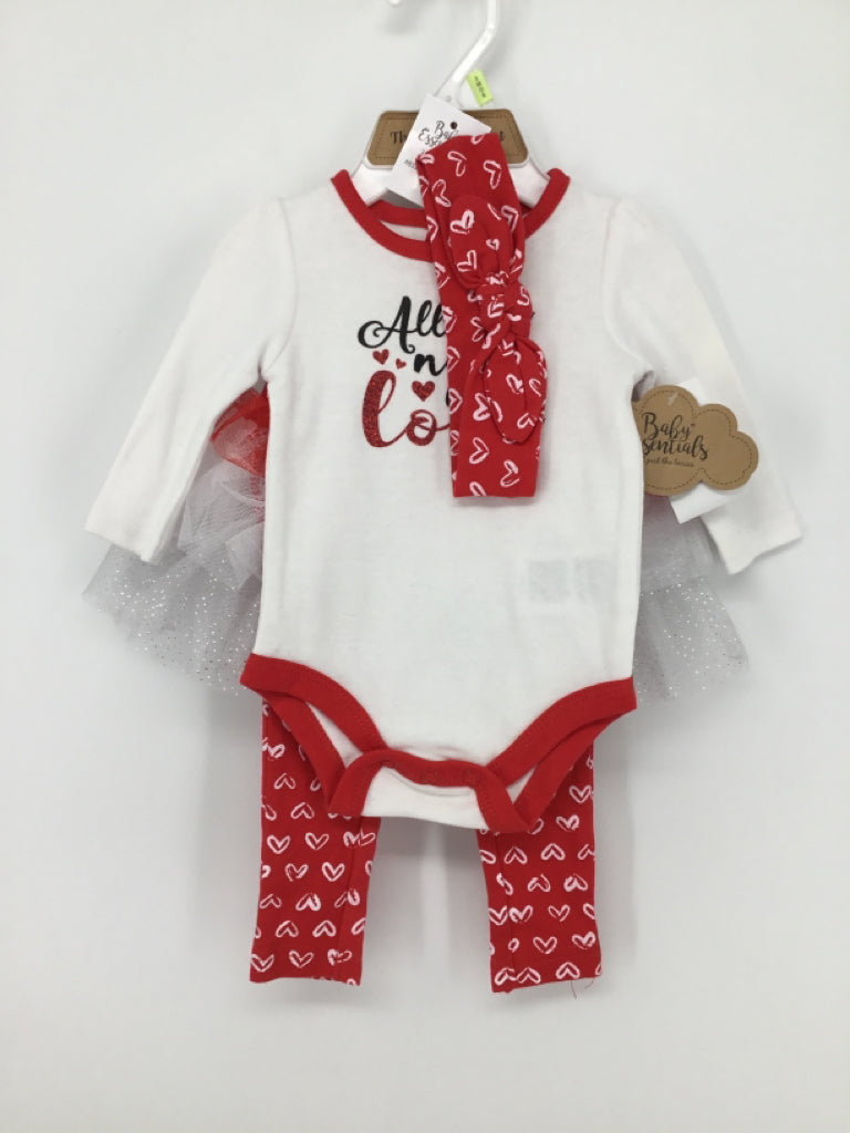 Baby Essentials Child Size 3 Months Red Valentine's Day Outfit
