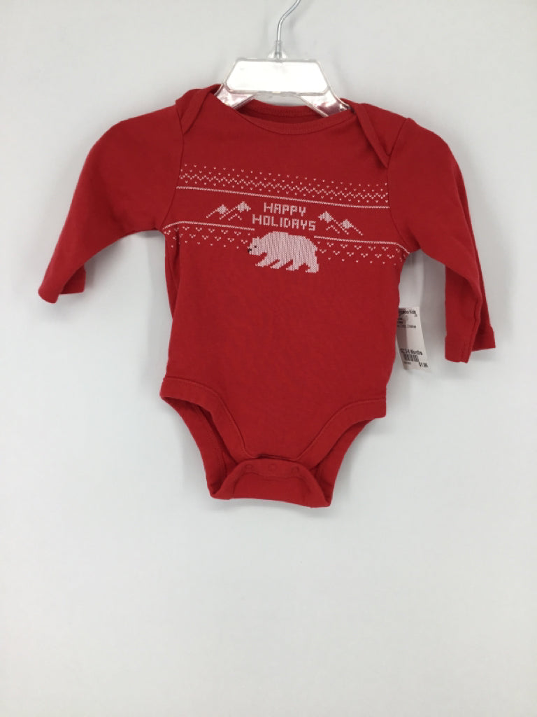 Old Navy Child Size 3-6 Months Red Christmas Onesie