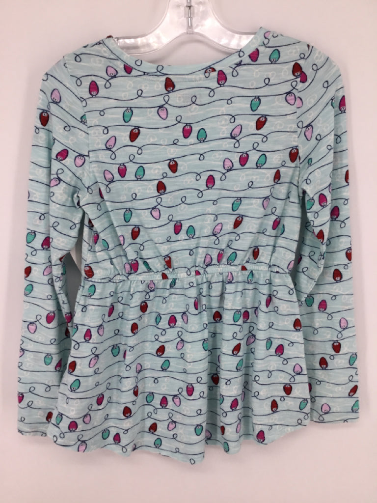 Lands' End Child Size 8 Blue Christmas Shirt