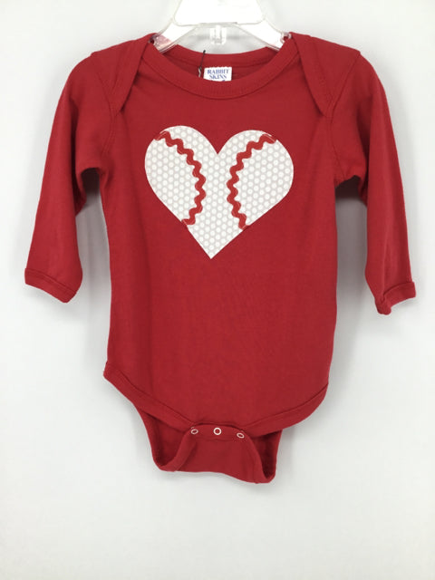 Kakabaka Child Size 18 Months Red Valentine's Day Baseball Onesie