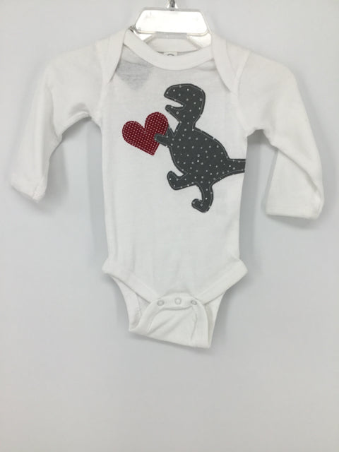 Kakabaka Child Size Newborn White Valentine's Day Dinosaur Onesie